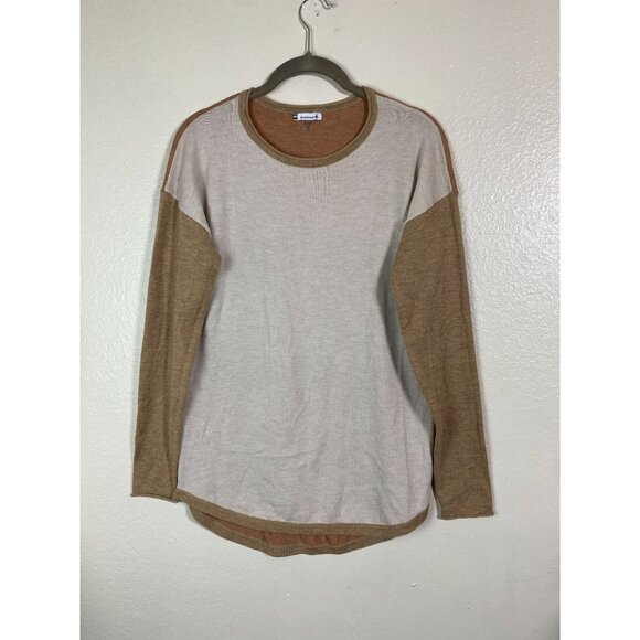 Smartwool Womens Shadow Pine Color Block Wool Blend Sweater Size Small Cream Tan - Picture 10 of 11